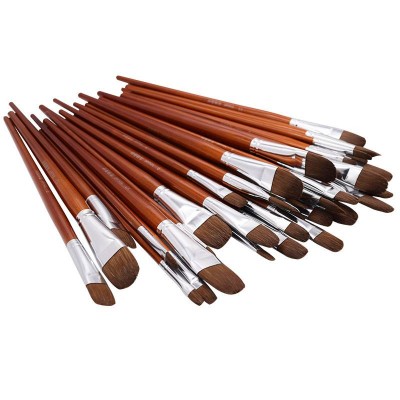 2021 New Long Wooden Handle Round Artist Paint Brush Size 5 Paint Brushes For Art Painting Logo