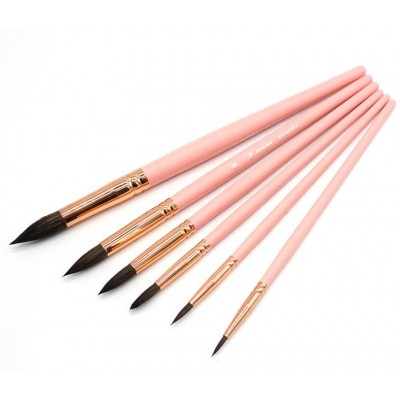 2021 Yihuale Hot Selling Round Pink Handle Wholesale Artist Paint Brushes