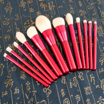 Hot Selling Product 10 Pieces Customized Makeup Brush Set Gift Red Quality Makeup Brush for Face Beauty